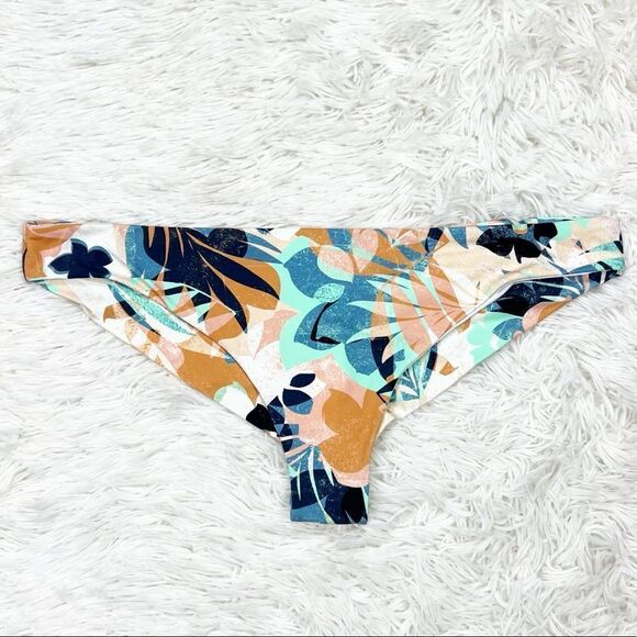 Roxy Printed Beach Classics Brown Blue Mini Bikini Bottom Size XL - Picture 4 of 6